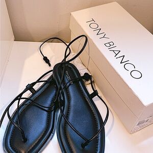 Tony Bianco Black Minimalist Leather Sandals